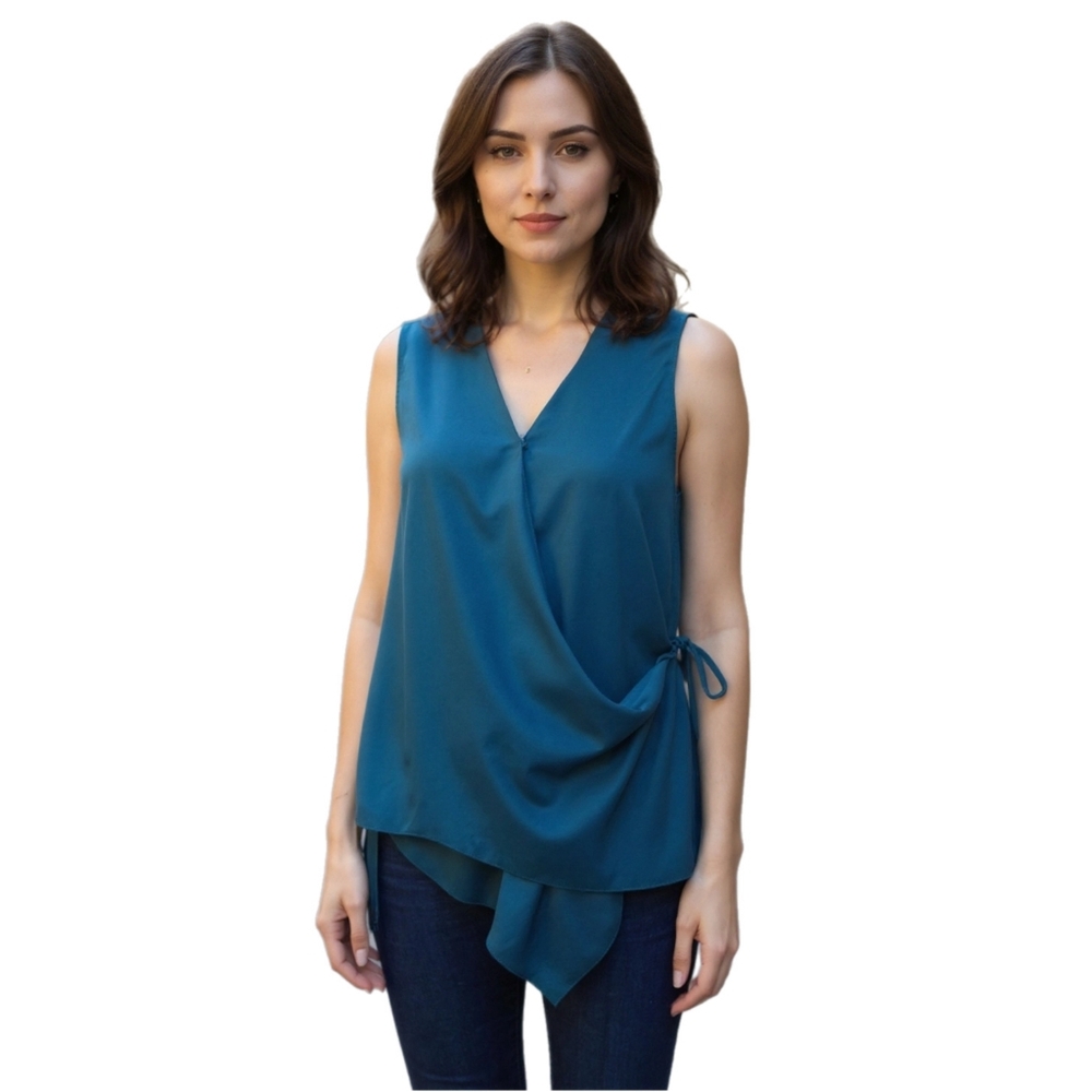 Mossimo Faux Wrap V-Neck Blouse in Teal